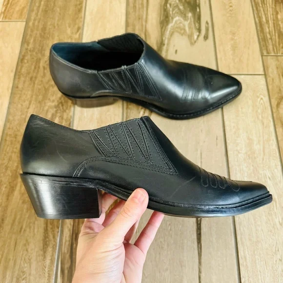 GIANNI BINI Let’s Dance Embroidered Leather Western Booties, Black sz. 8M - Picture 9 of 14